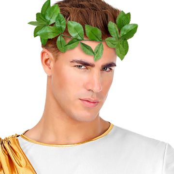 Laurel wreath headband with green leaves unisex