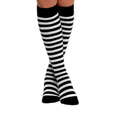 Knee-high socks for women one-size black and white