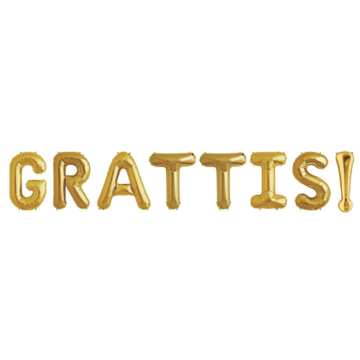 "GRATTIS!" Foil Balloons in Gold - 40 cm