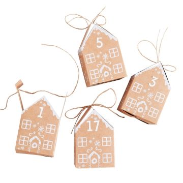 Christmas advent calendar gingerbread houses 9x6 cm