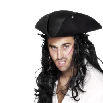 Black pirate hat with silver buttons