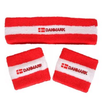 Sweatband set Red and white Denmark