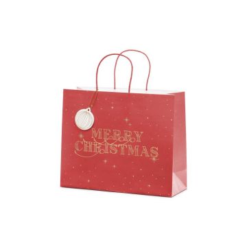 Red gift bag with gold writing - 32.5x26.5x11.5 cm