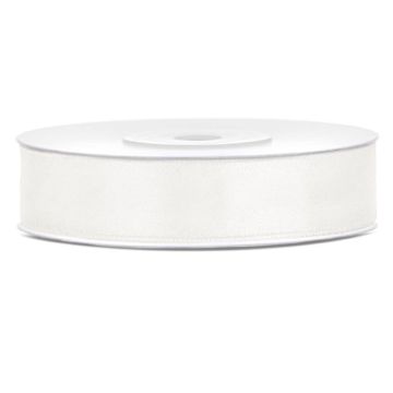 Light cream white satin ribbon - 12 mm x 25 m