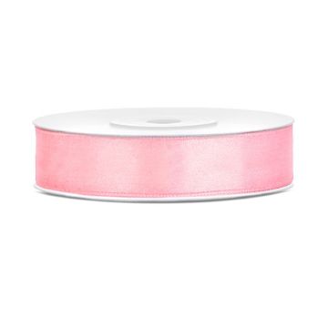 Pink satin ribbon - 12 mm x 25 m