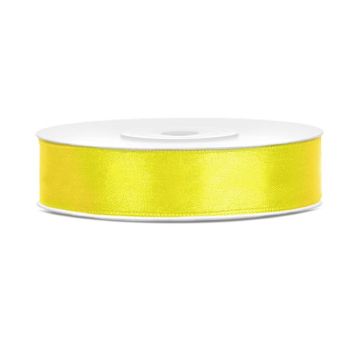Yellow satin ribbon - 12 mm x 25 m