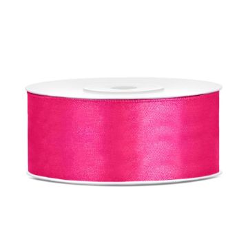 Dark pink satin ribbon - 25 mm x 25 m