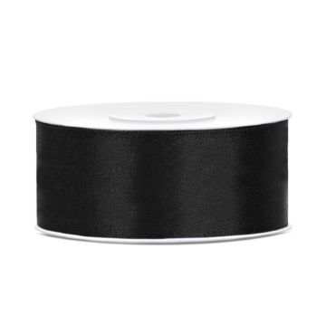 Black satin ribbon - 25 mm x 25 m