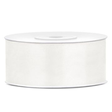 Light cream white satin ribbon - 25 mm x 25 m