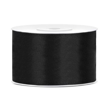 Sort satinbånd - 38 mm x 25 m