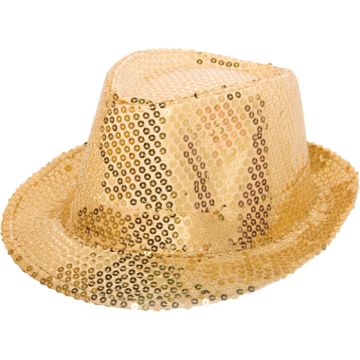 Paillet fedora i guld - onesize