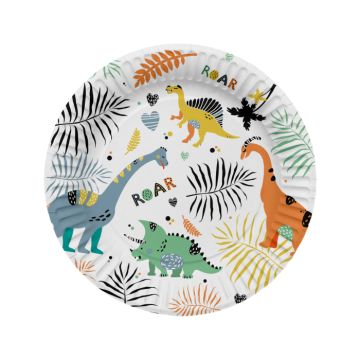 Paper plates with dinosaur motifs 8x - 23 cm