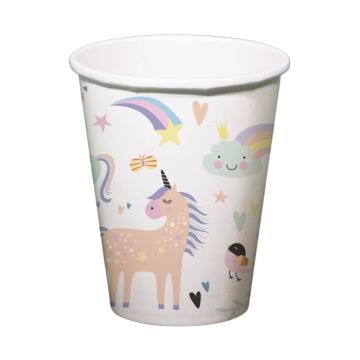 Paper cups with unicorn motifs 6x - 250 ml