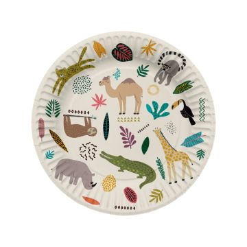Zoo-themed paper plates 8x - 23 cm