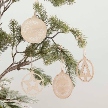 Hanging Christmas tree decorations wood 4x - 9x8 cm