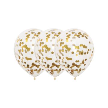 Transparent balloons with gold confetti 3x - 30 cm