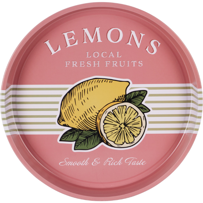 Lemon serving tray in tin Ø32x4 cm