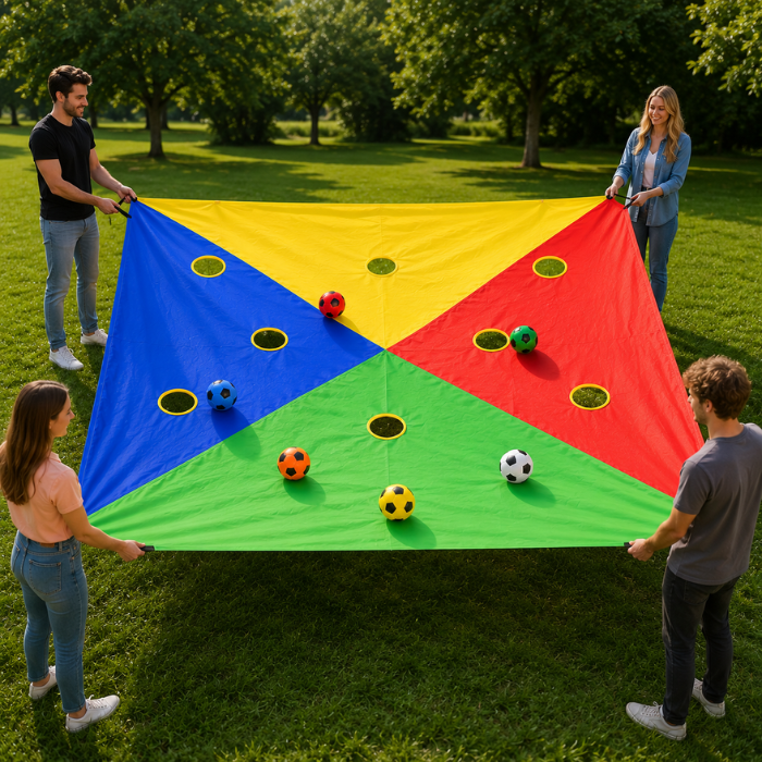 Throwing Game for Team Activities with Fabric Target 6x Balls