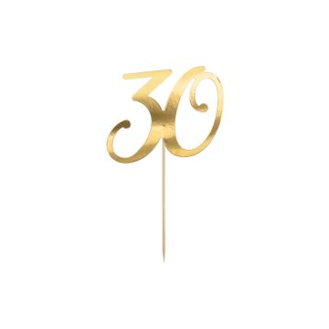 30th birthday cake decoration gold - 20.5 cm