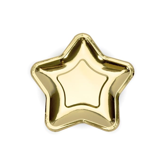 Gold Star Paper Plate 6x - 23 cm