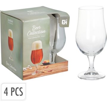 Stemmed Beer Glasses in Clear Glass, Set of 4, 37 cl