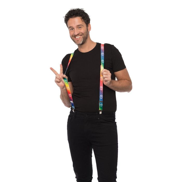 Multicoloured braces with peace motifs one-size unisex