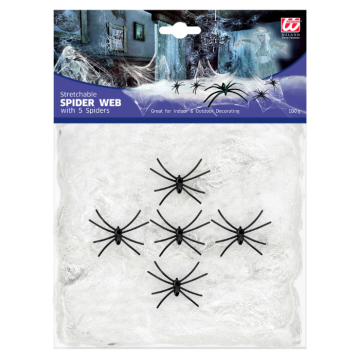 White spider web with 5 spiders 100g