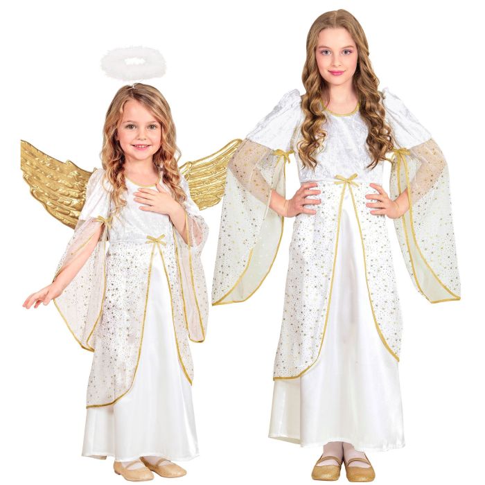 Angel costume in white and gold for girls