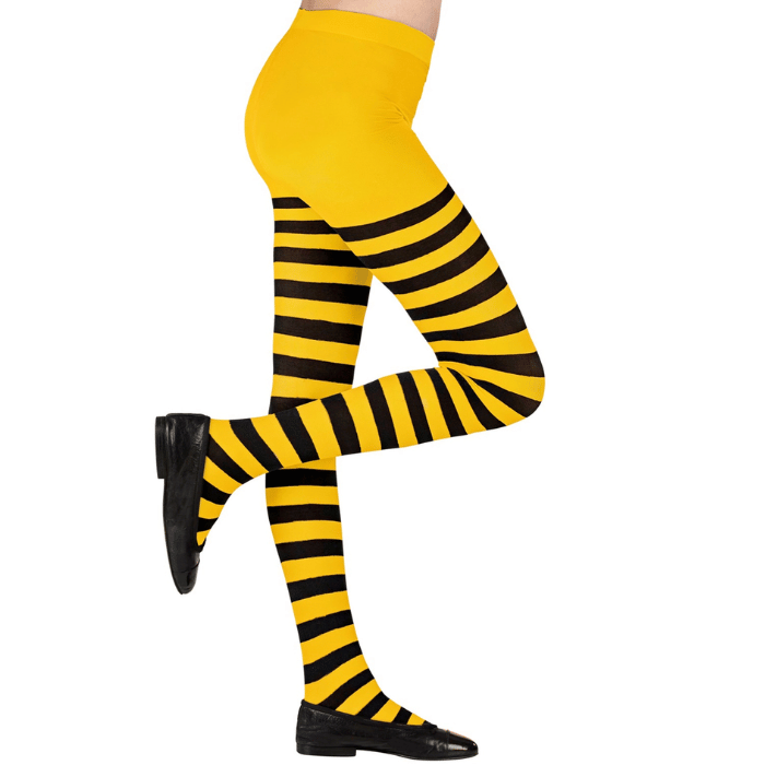Yellow/black striped tights for children