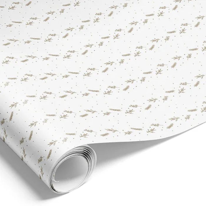 Wrapping paper in white with gold designs - 1000x70 cm