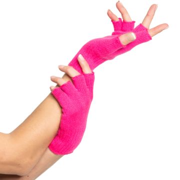 Fingerless gloves one-size for women neon pink