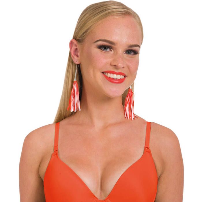 Orange earrings with tassels