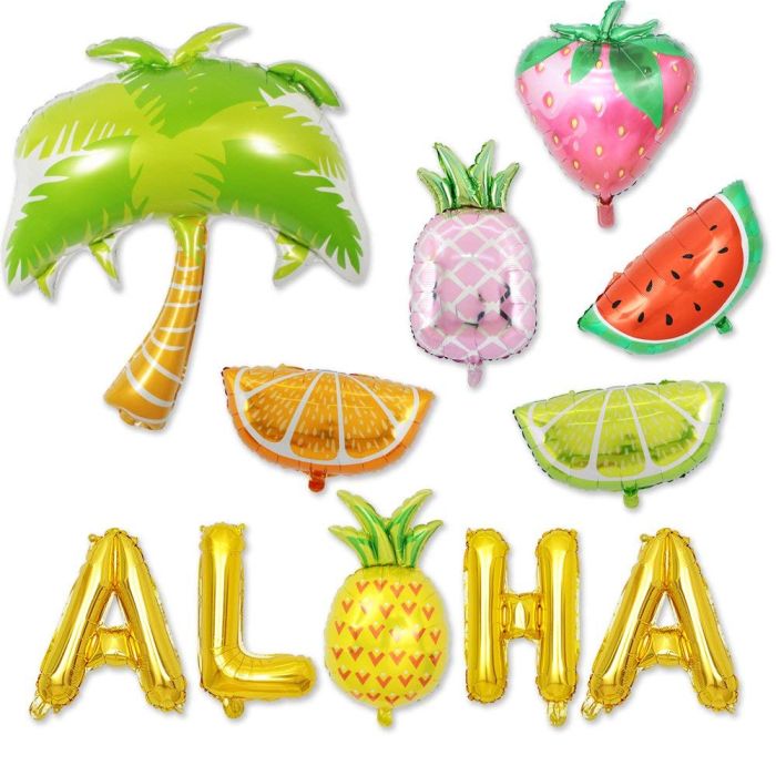 Foil Balloons Set Hawaiian Theme 14 Pieces