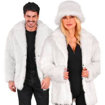 White fur coat for winter parties and New Year