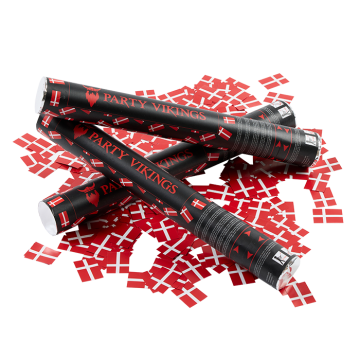 Red, white, Danish flag confetti cannon 40 cm PartyVikings