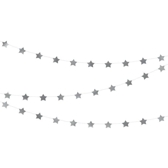 Silver star garland - 3.6 m