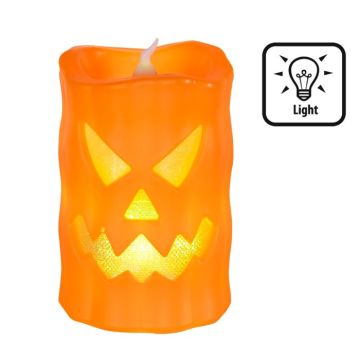 Halloween LED pumpkin candle - 10x6 cm