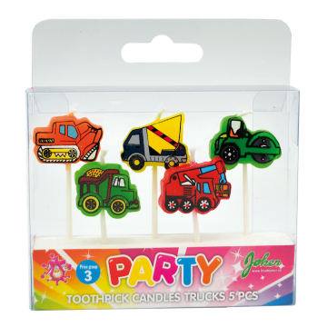 Cake candles with trucks and excavators 5x