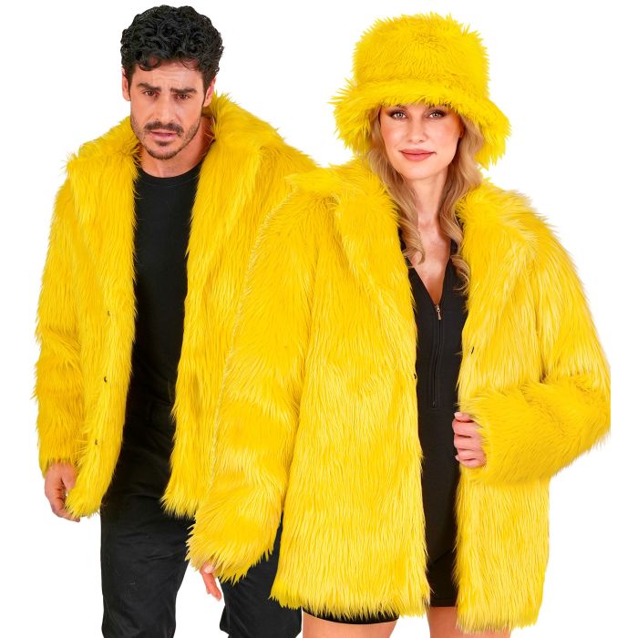 Yellow Fur Jacket for Colourful Themed Party