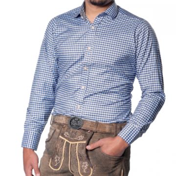 Oktoberfest Tyrolean shirt blue Leopold Deluxe