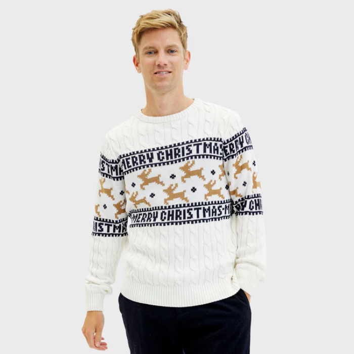Christmas sweater Merry Christmas white 100% organic cotton
