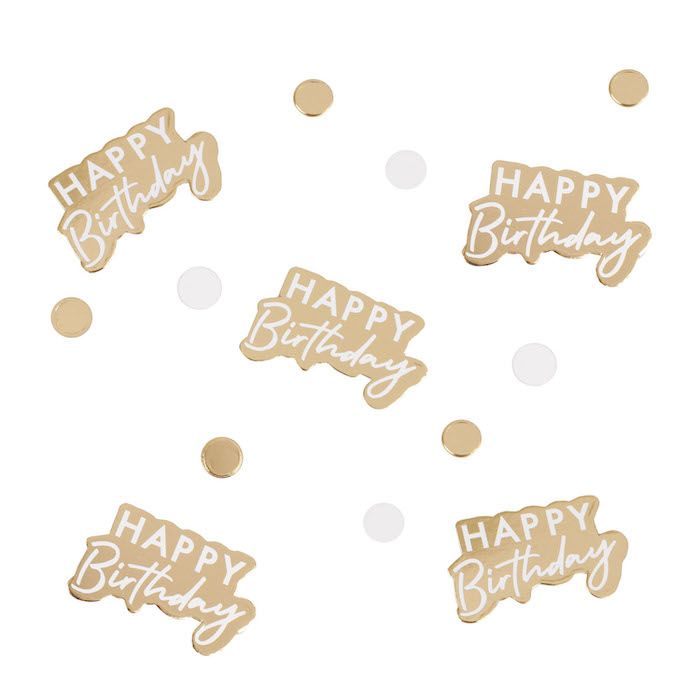 Happy Birthday confetti in gold and white - 13 g