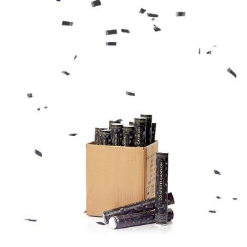 Black confetti tube 40 cm PartyVikings 50x - Metallic Rectangular