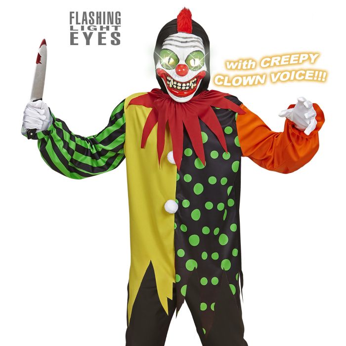 Horror Clown Costume with Illuminated Mask