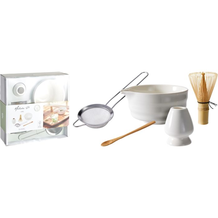 Matcha Set in Porcelain and Bamboo, 5 Pieces