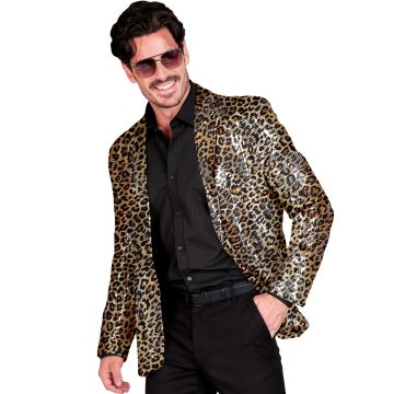 Gold Leopard Sequinned Jacket for Parties