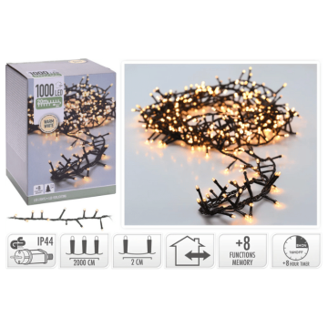 1000 LED Warm White Light Chain with Plug - 20 m