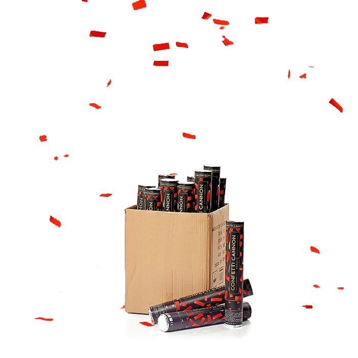 Red Confetti Tubes 40 cm PartyVikings 50x - Metallic Rectangular