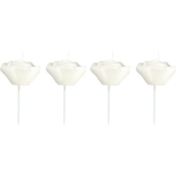White rose-shaped candles 4x