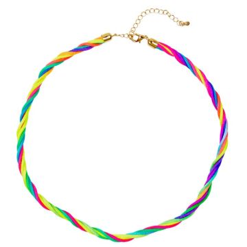 Twisted Neon Rainbow Coloured Necklace - One Size